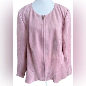 LANE BRYANT Pink Faux Suede Zip Front Jacket With Lace Up Back Plus Size 16W